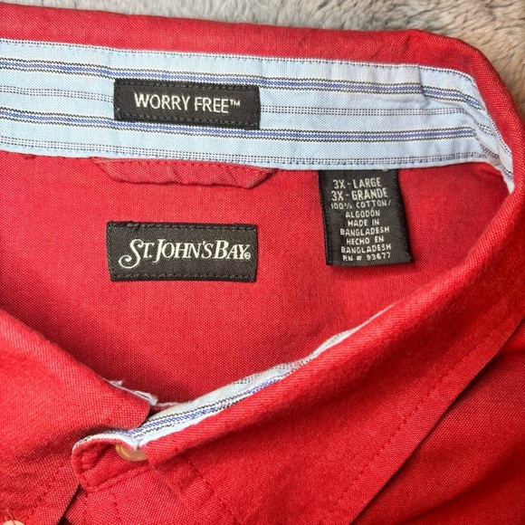 St Johns Bay 3XL Red Button Down Short Sleeve Shirt - Picture 5 of 5